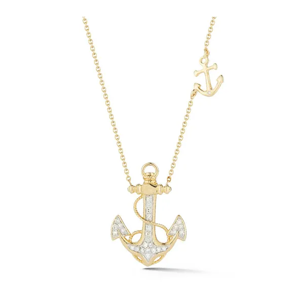 14K Yellow Gold Anchor Pendant with 0.16ct Diamonds Ellsworth Jewelers Ellsworth, ME