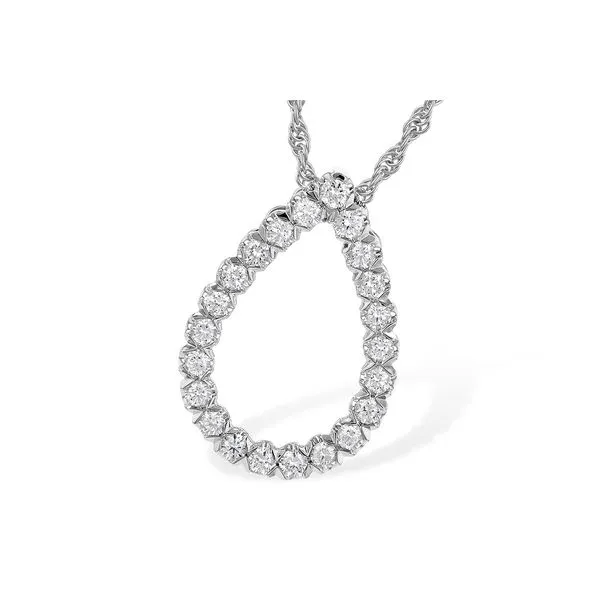 14K White Diamond Teardrop Halo Necklace Ellsworth Jewelers Ellsworth, ME