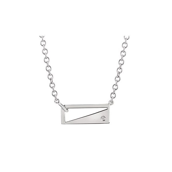 Sterling Silver Diamond Rectangle Necklace Ellsworth Jewelers Ellsworth, ME