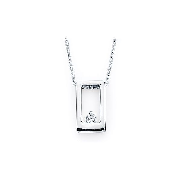 14Kt White Gold Diamond Rectangle Necklace with 18" Fixed Chain Ellsworth Jewelers Ellsworth, ME