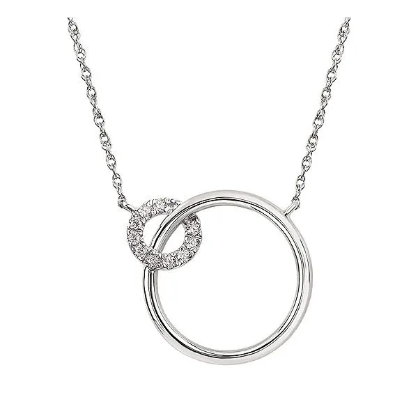 14K White Gold Diamond Interlinking Circle Necklace Ellsworth Jewelers Ellsworth, ME
