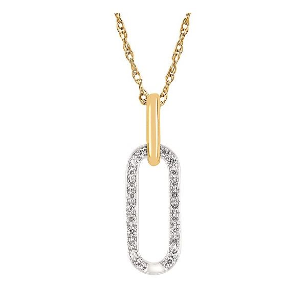 14K Two-Tone Diamond Paper Clip Pendant Necklace Ellsworth Jewelers Ellsworth, ME