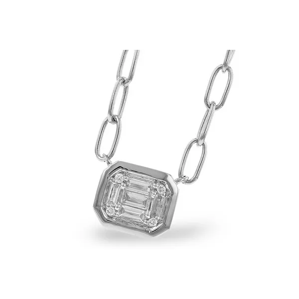 14K White Gold Diamond Emerald Cut Necklace Ellsworth Jewelers Ellsworth, ME