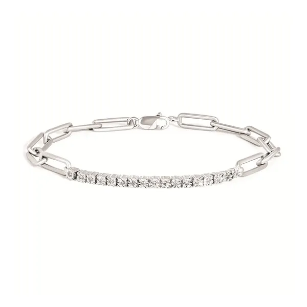Sterling Silver Diamond Open Link & Tennis Style Bracelet Ellsworth Jewelers Ellsworth, ME