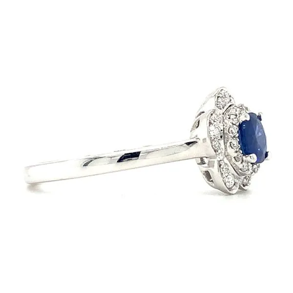 14K Flower Ring with Blue Sapphire and Diamonds Image 3 Ellsworth Jewelers Ellsworth, ME