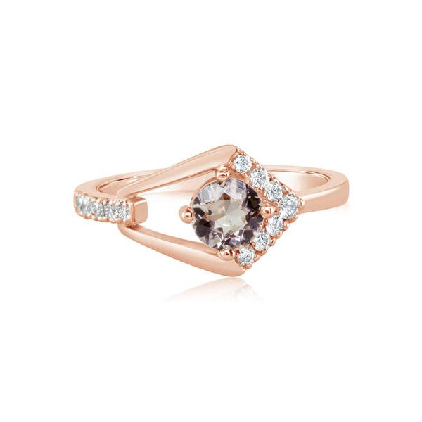 14K Rose Gold Geometric Ring with Lotus Garnet & Diamonds Ellsworth Jewelers Ellsworth, ME