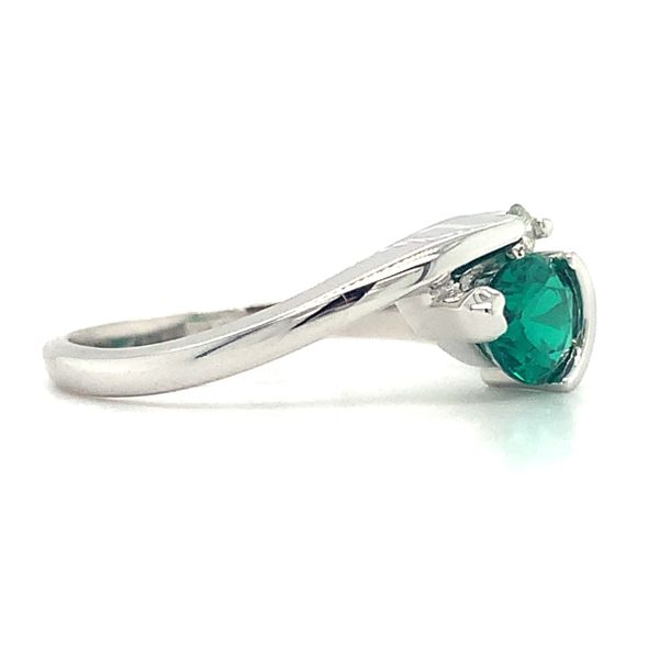 14K White Gold Pear Shape Created Emerald Fashion Ring Image 3 Ellsworth Jewelers Ellsworth, ME