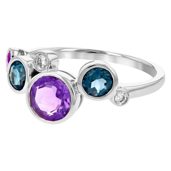 14K White Gold Bezel Set Blue Topaz & Amethyst Fashion Ring Image 3 Ellsworth Jewelers Ellsworth, ME