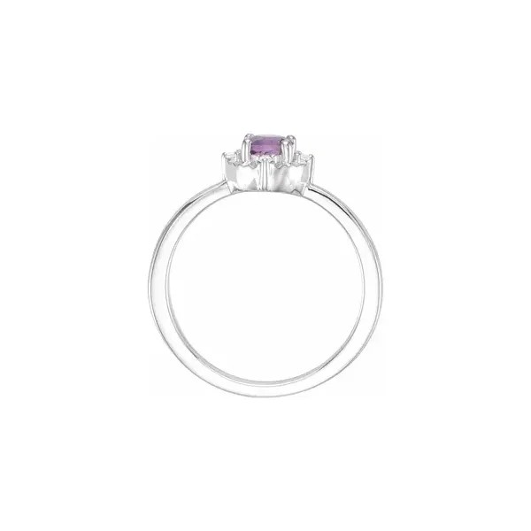 Sterling Silver Amethyst and Diamond Halo-Style Fashion Ring Image 2 Ellsworth Jewelers Ellsworth, ME