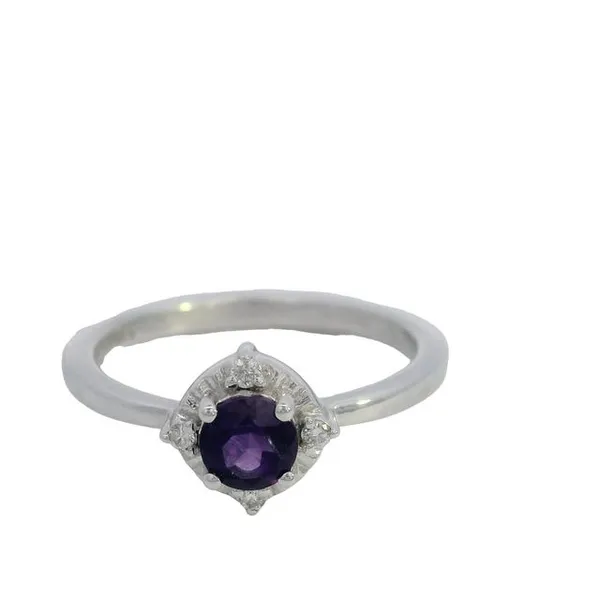 Sterling Silver Amethyst & Diamond Halo-Style Ring Ellsworth Jewelers Ellsworth, ME