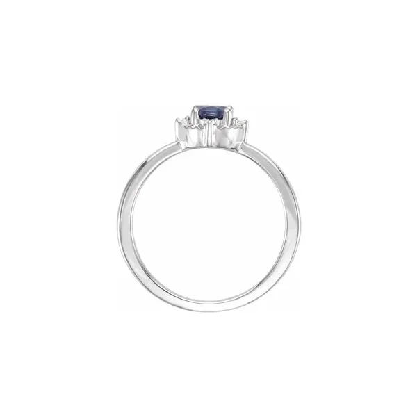 Sterling Silver Lab-Created Blue Sapphire & Diamond Halo-Style Ring Image 2 Ellsworth Jewelers Ellsworth, ME