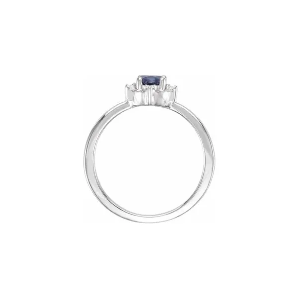 Sterling Silver Lab-Created Blue Sapphire and Diamond Halo-Style Fashion Ring Image 2 Ellsworth Jewelers Ellsworth, ME