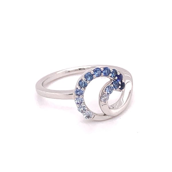 14Kt White Gold Graduated Blue Sapphire Wave Fashion Ring Image 2 Ellsworth Jewelers Ellsworth, ME