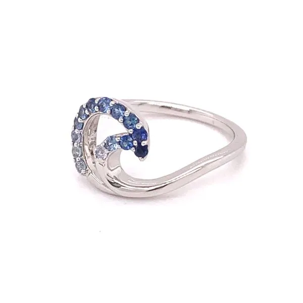 14Kt White Gold Graduated Blue Sapphire Wave Fashion Ring Image 3 Ellsworth Jewelers Ellsworth, ME