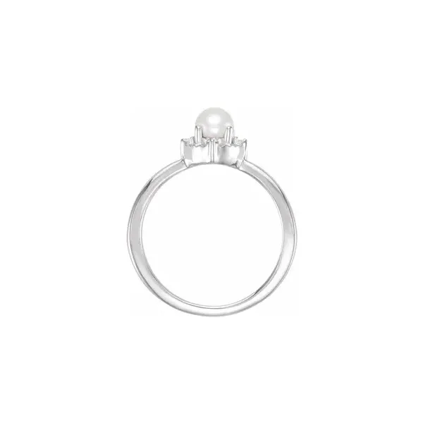 Sterling Silver Cultured Freshwater Pearl & .04 CTW Diamond Halo-Style Ring Image 2 Ellsworth Jewelers Ellsworth, ME