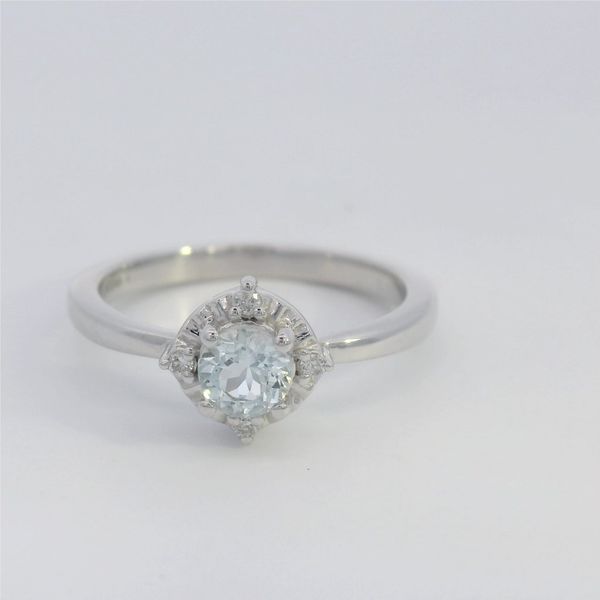 Sterling Silver Sky Blue Topaz & Diamond Halo-Style Ring Ellsworth Jewelers Ellsworth, ME