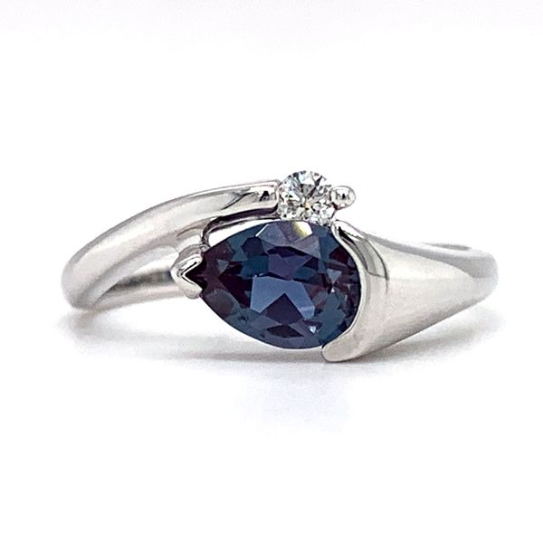 14K White Gold Fashion Ring with Created Alexandrite & Diamond Ellsworth Jewelers Ellsworth, ME