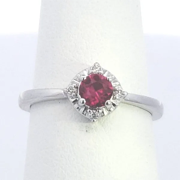 Sterling Silver Lab-Created Ruby & Diamond Halo-Style Fashion Ring Ellsworth Jewelers Ellsworth, ME