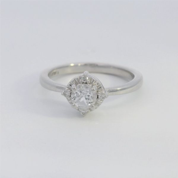 Sterling Silver Lab-Created White Sapphire & Diamond Halo-Style Fashion Ring Ellsworth Jewelers Ellsworth, ME