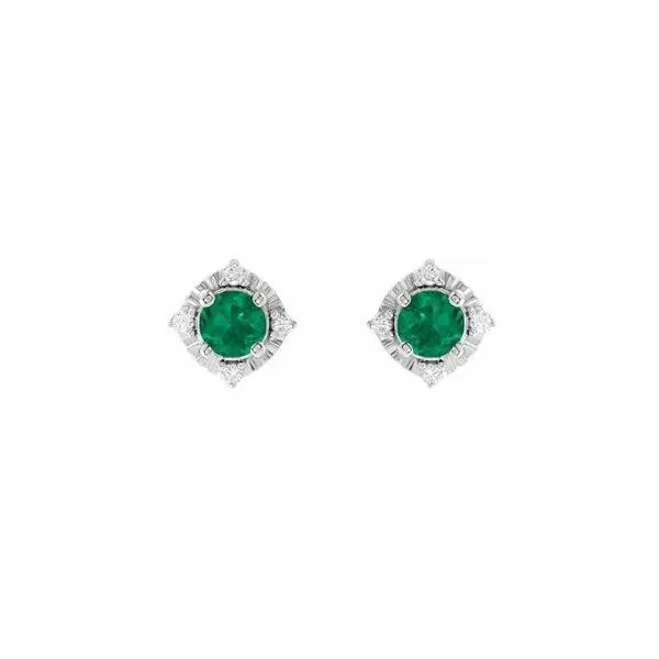 LAB-CREATED EMERALD STUD EARRINGS Image 2 Ellsworth Jewelers Ellsworth, ME