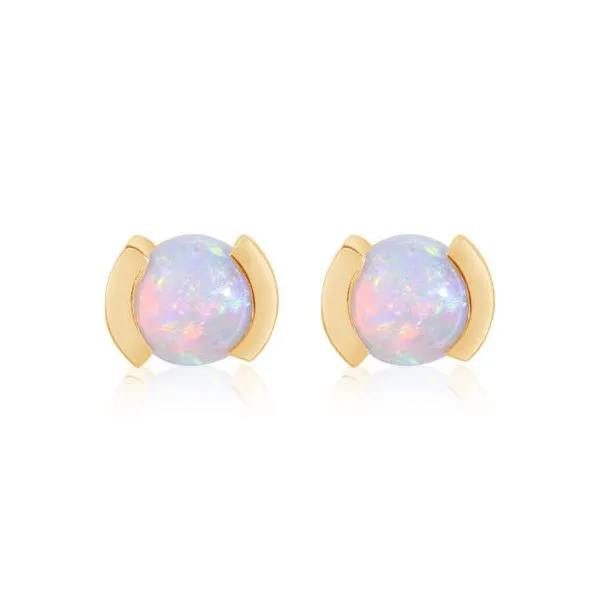 14K Yellow Gold Australian Opal Earrings Ellsworth Jewelers Ellsworth, ME