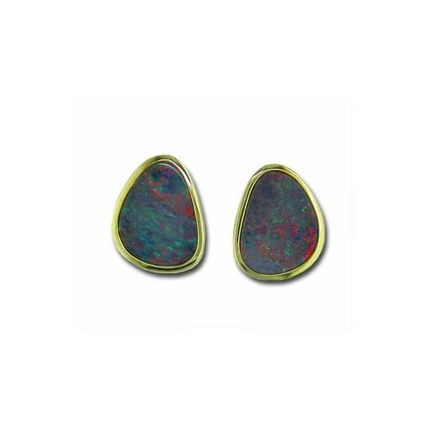 4Kt Australian Opal Doublet Earrings Ellsworth Jewelers Ellsworth, ME
