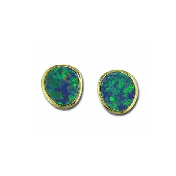 14Kt Australian Opal Doublet Earrings Ellsworth Jewelers Ellsworth, ME