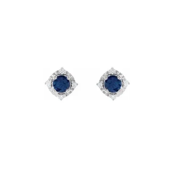 LAB-CREATED SAPPHIRE STUD EARRINGS Image 2 Ellsworth Jewelers Ellsworth, ME