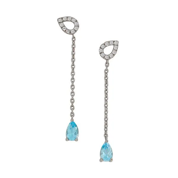 Silver Post Earring with White Topaz and Sky Blue Topaz Ellsworth Jewelers Ellsworth, ME