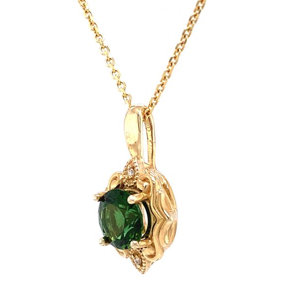 10K Yellow Gold Mt.Mica Maine Green Tourmaline Pendant Image 3 Ellsworth Jewelers Ellsworth, ME