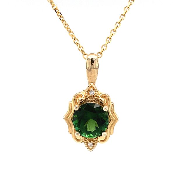 10K Yellow Gold Mt.Mica Maine Green Tourmaline Pendant Ellsworth Jewelers Ellsworth, ME