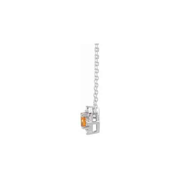 Sterling Silver Citrine & Diamond Halo-Style Pendant Necklace Image 2 Ellsworth Jewelers Ellsworth, ME