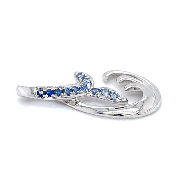 Sterling Silver Graduated Blue Sapphire Whale Tail Pendant Image 5 Ellsworth Jewelers Ellsworth, ME