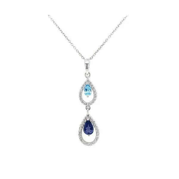 Sterling Silver Blue Topaz/Iolite & White Topaz Pear Shape Pendant Ellsworth Jewelers Ellsworth, ME