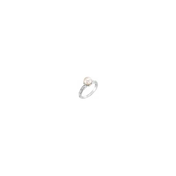 Sterling Silver Freshwater Cultured Pearl & Diamond Vintage-Inspired Ring Ellsworth Jewelers Ellsworth, ME