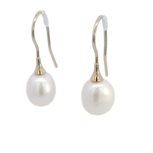 14K White Gold Freshwater Cultured Pearl Hook Wire Earrings Ellsworth Jewelers Ellsworth, ME