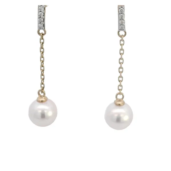 14K Yellow Gold Pearl & Diamond Earrings Ellsworth Jewelers Ellsworth, ME