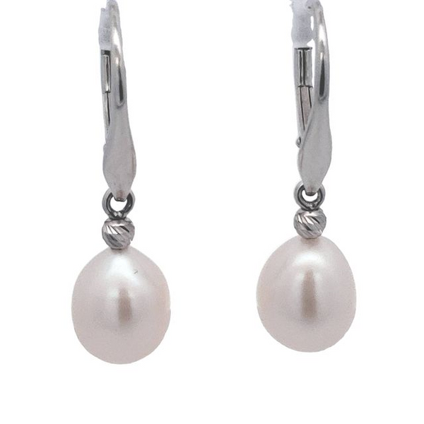 Sterling Silver Rice Freshwater Cultured Pearl & Brilliance Bead Drop Earrings Ellsworth Jewelers Ellsworth, ME
