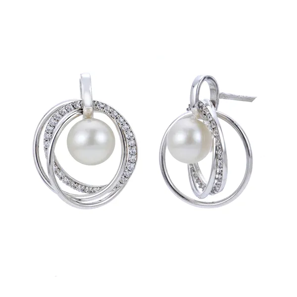 Freshwater Cultured Pearl & White Topaz Earrings Ellsworth Jewelers Ellsworth, ME