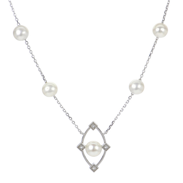 Freshwater Pearl & White Topaz Necklace Ellsworth Jewelers Ellsworth, ME