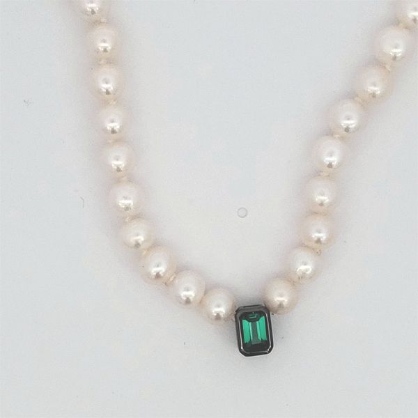 Black Rhodium FW Pearl & LC Emerald Necklace Ellsworth Jewelers Ellsworth, ME