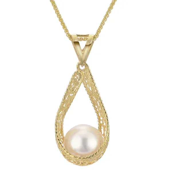 14K Yellow Gold "AAA" Cultured Pearl Teardrop Necklace Ellsworth Jewelers Ellsworth, ME