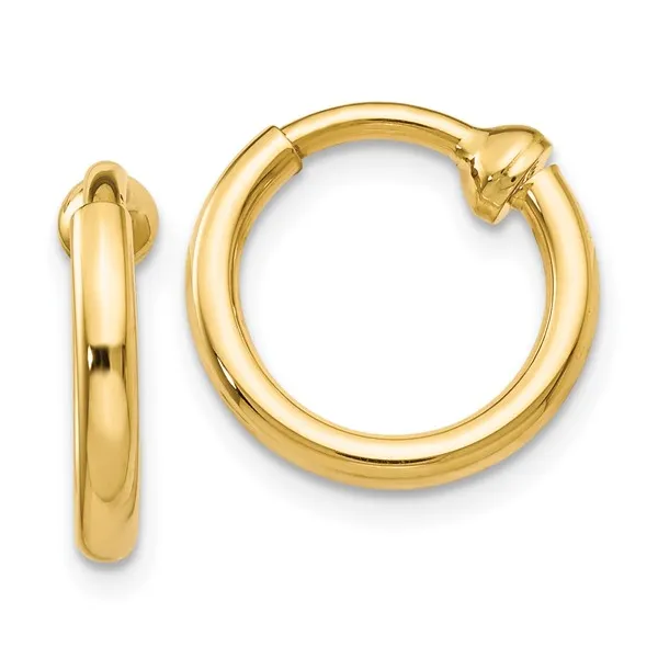 14K Yellow Gold 10mm Non Pierced Hoop Earrings Ellsworth Jewelers Ellsworth, ME