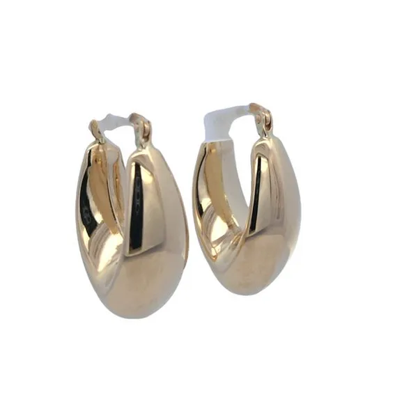 14K Yellow Gold Puffy V Hoop Earrings Ellsworth Jewelers Ellsworth, ME