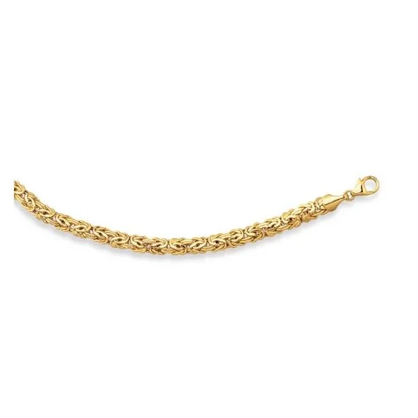 14K Yellow Gold 7.25" 6mm Lite Byzantine Bracelet with Pear Shape Clasp Ellsworth Jewelers Ellsworth, ME