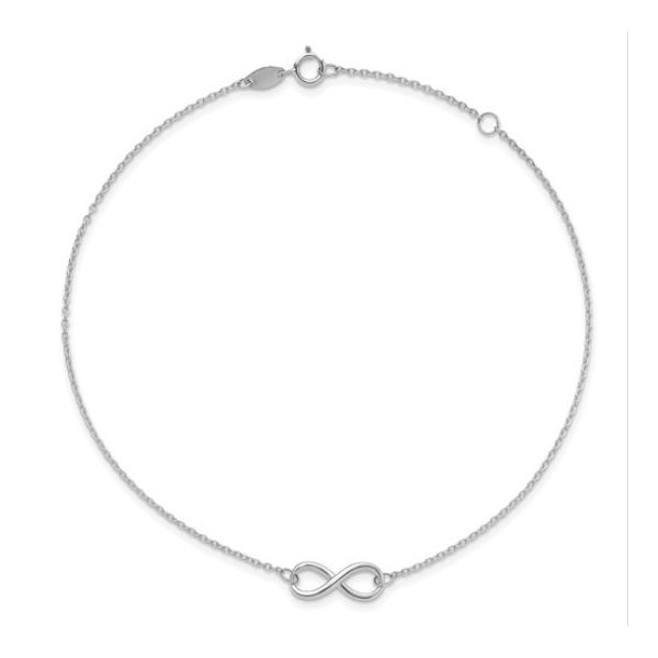 10Kt White Gold Infinity Anklet with 1" Extension Image 3 Ellsworth Jewelers Ellsworth, ME