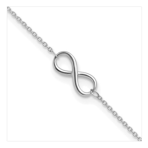 10Kt White Gold Infinity Anklet with 1" Extension Ellsworth Jewelers Ellsworth, ME