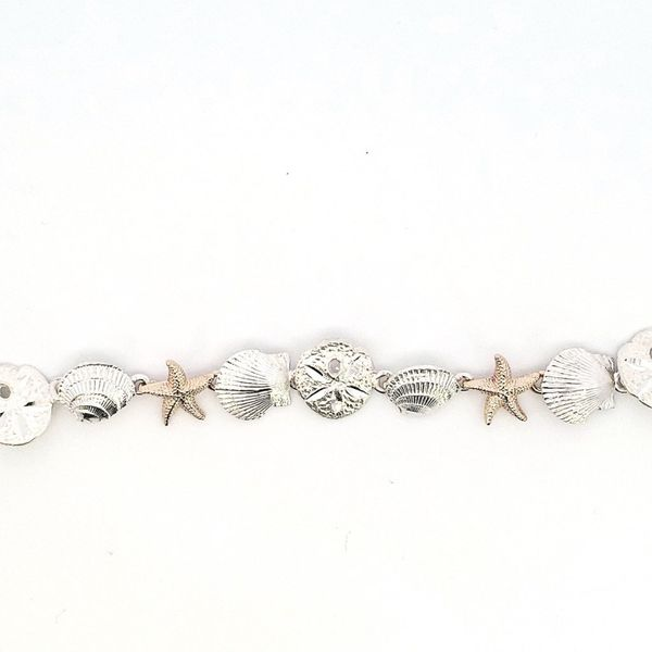 Sterling Silver Mixed Shell Bracelet with 14K Yellow Gold Starfish Ellsworth Jewelers Ellsworth, ME