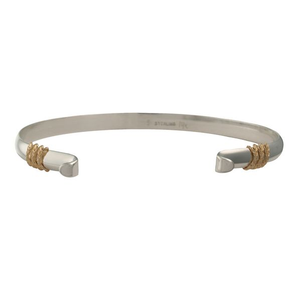 Sterling Silver Bangle with 14K Yellow Gold Rope Swap Top Bracelet Ellsworth Jewelers Ellsworth, ME