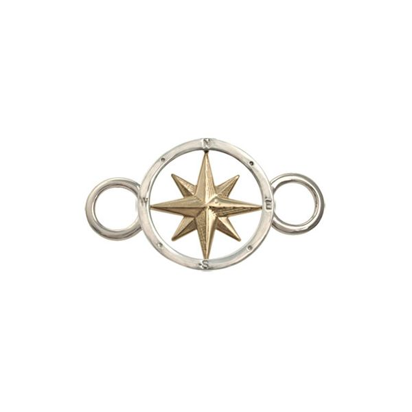 Sterling Silver and 14Kt Yellow Compass Rose Top Bracelet Ellsworth Jewelers Ellsworth, ME